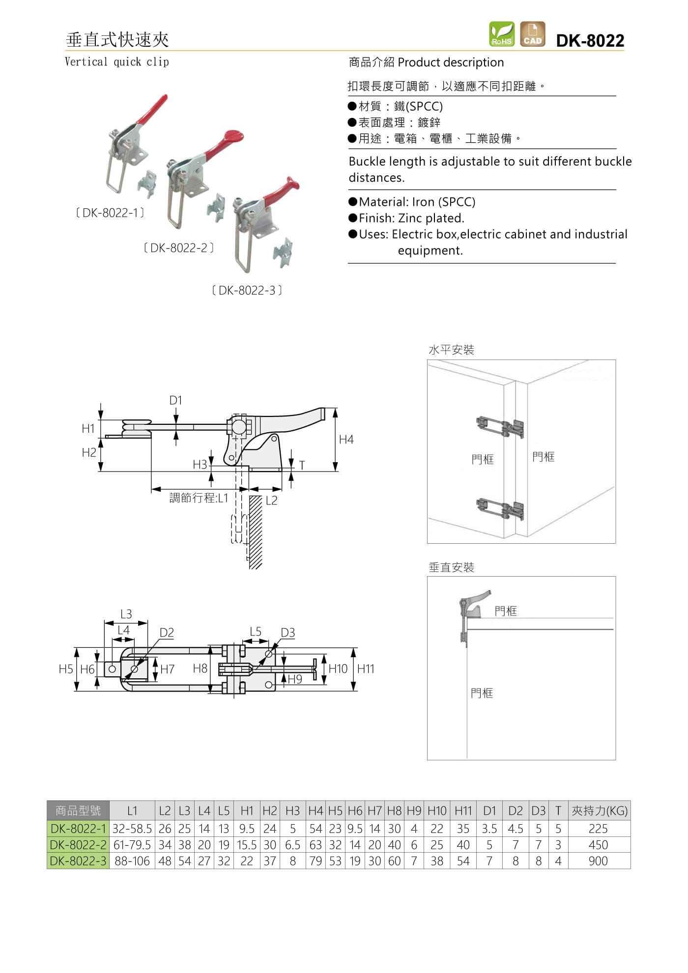 DK-8022 垂直式快速夾