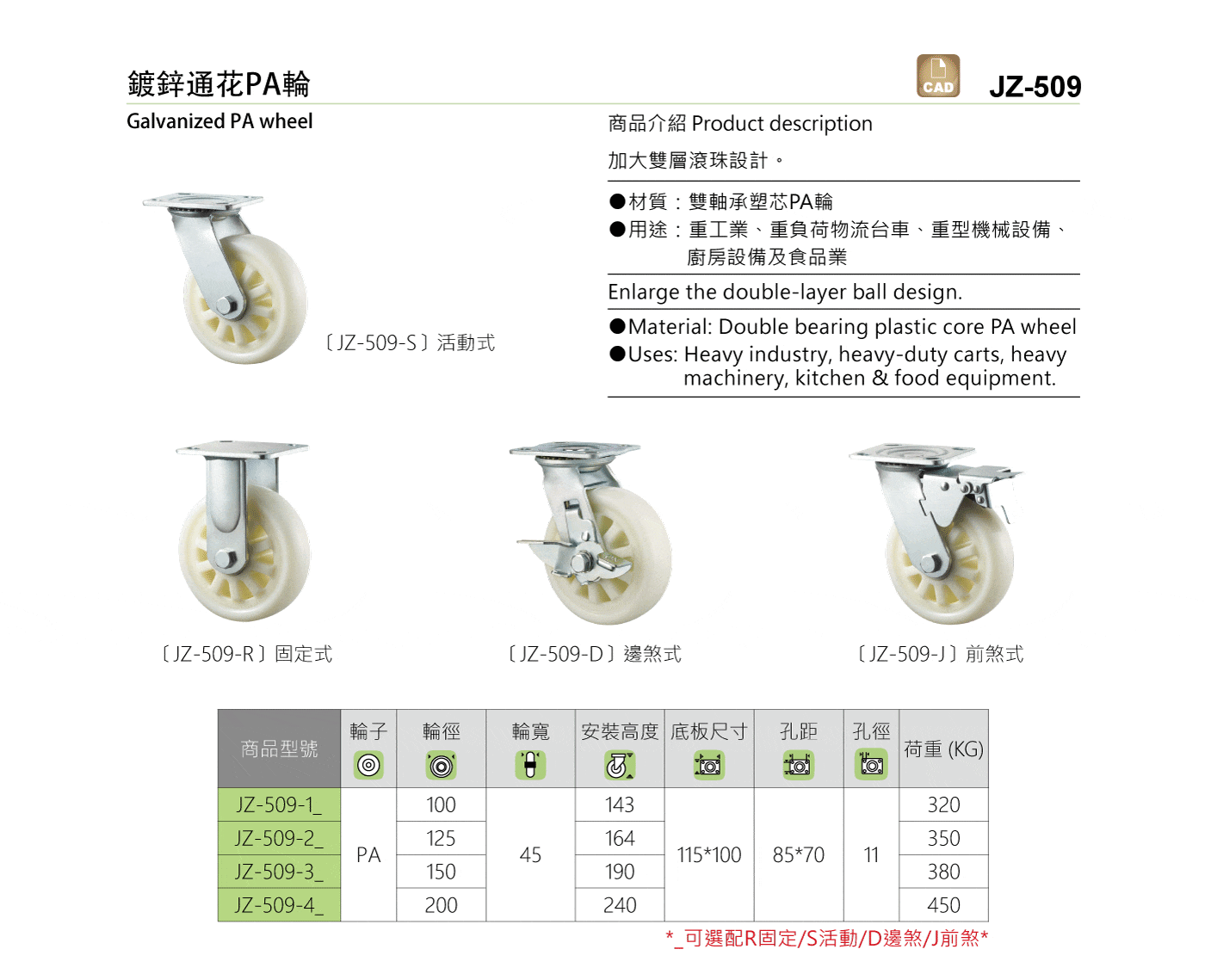 JZ-509 鍍鋅通花PA輪