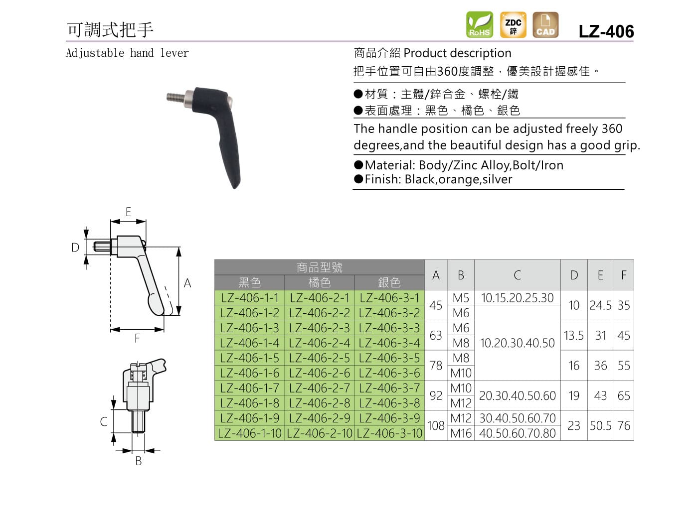 LZ-406 可調式把手