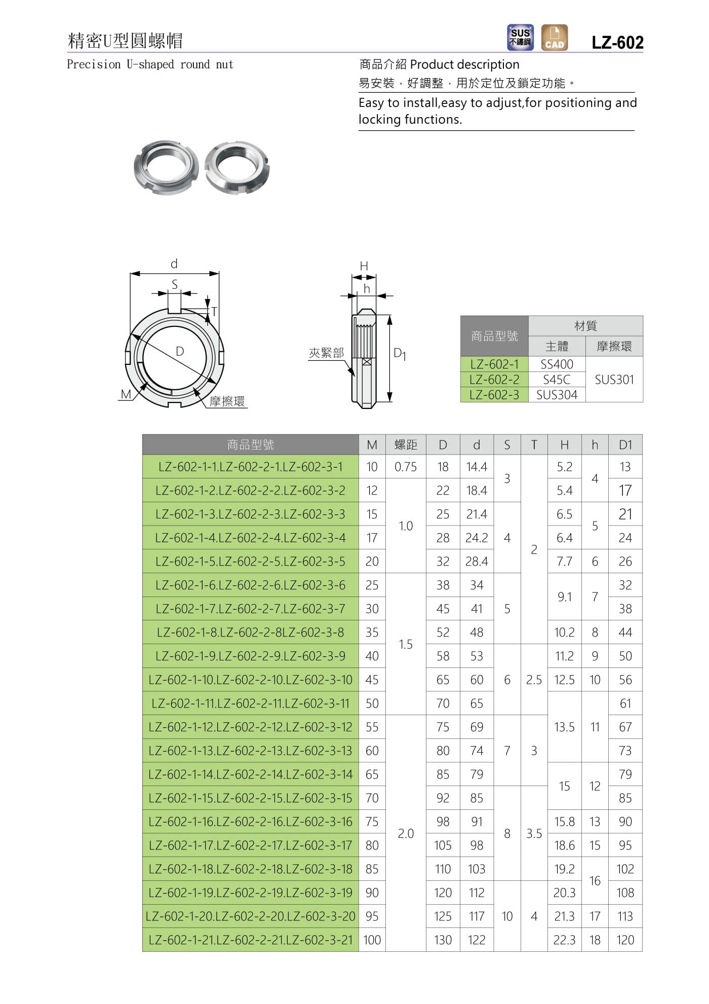 LZ-602 精密U型圓螺帽