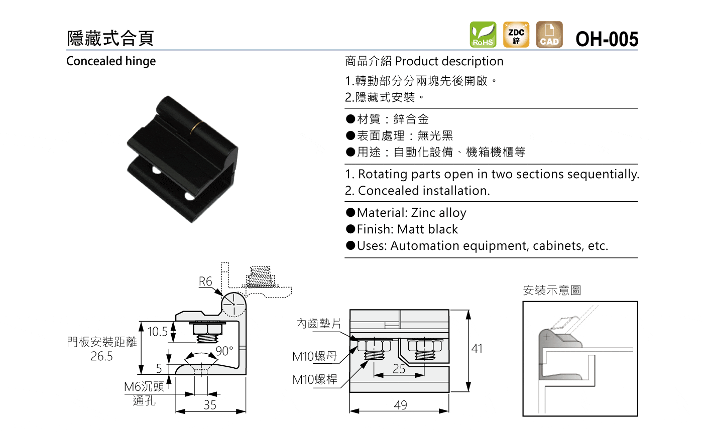 OH-005 隱藏式合頁