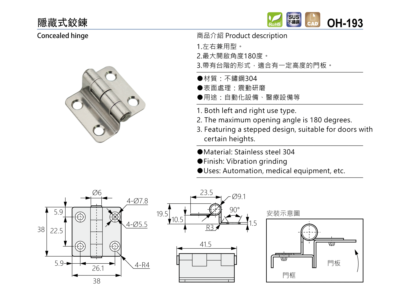 OH-193 隱藏式鉸鍊