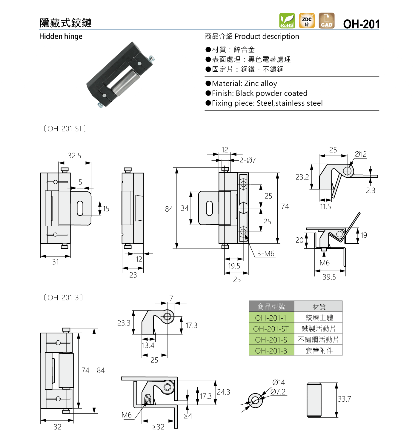 OH-201 隱藏式鉸鏈