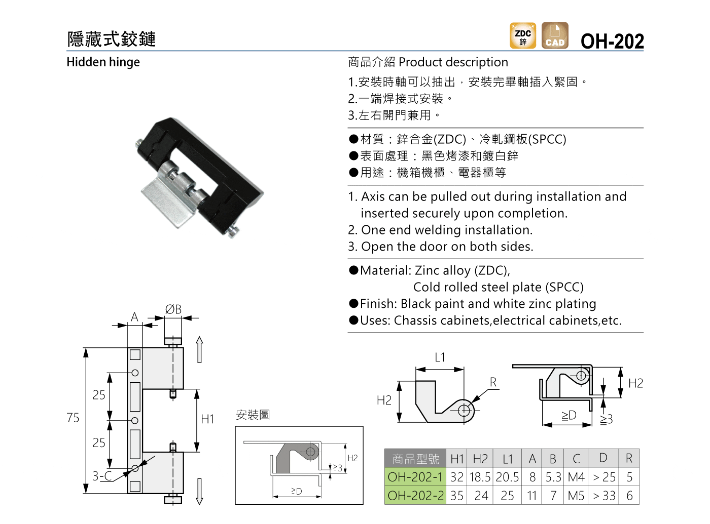 OH-202 隱藏式鉸鏈