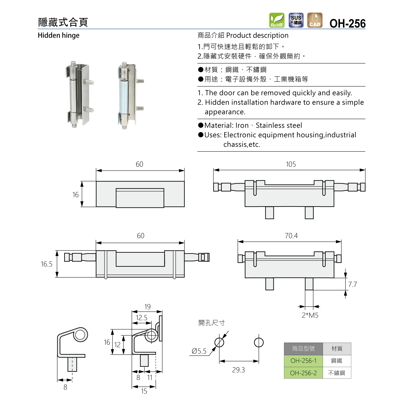 OH-256 隱藏式鉸鏈