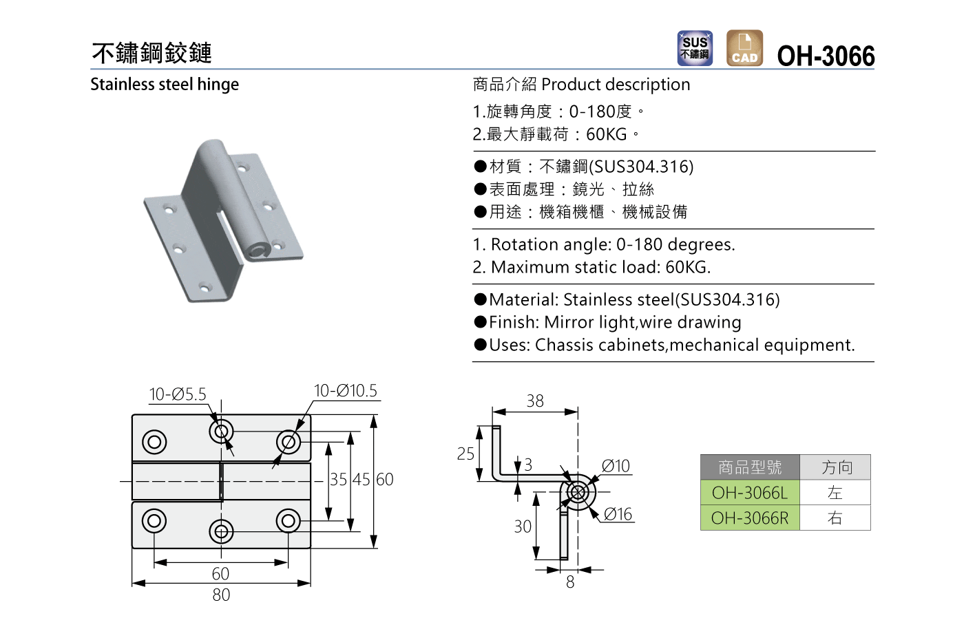 OH-3066 不鏽鋼鉸鏈