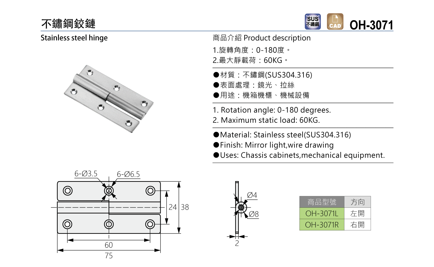 OH-3071 不鏽鋼鉸鏈