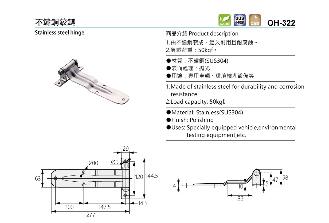 OH-322 不鏽鋼鉸鏈