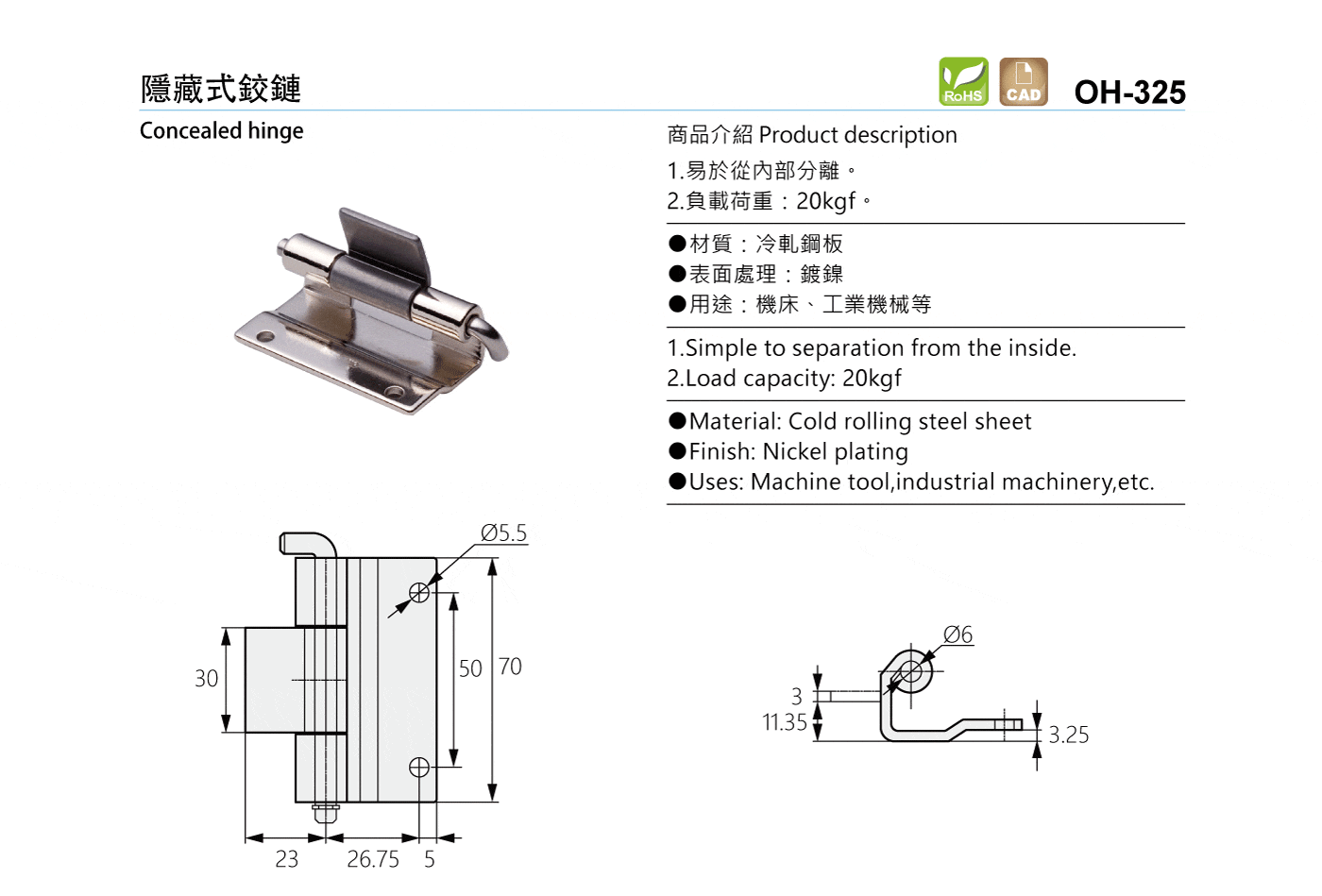 OH-325 隱藏式鉸鏈