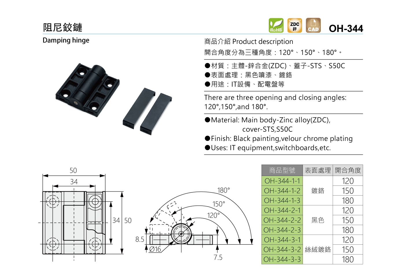 OH-344 阻尼鉸鏈