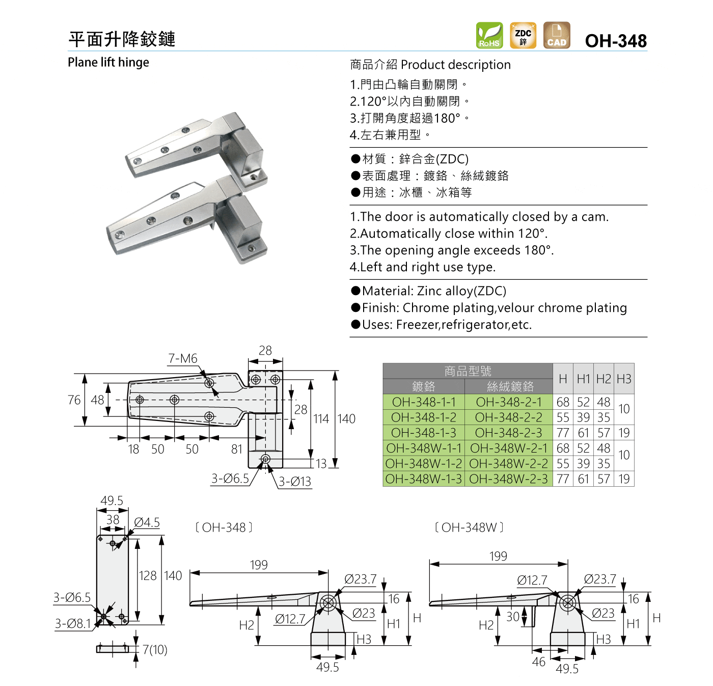 OH-348 平面升降鉸鏈