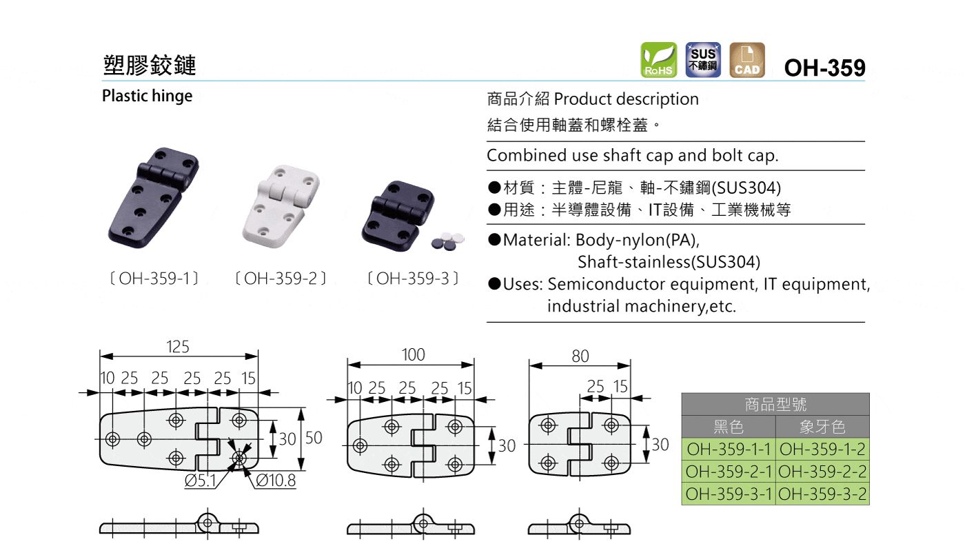 OH-359 塑膠鉸鏈