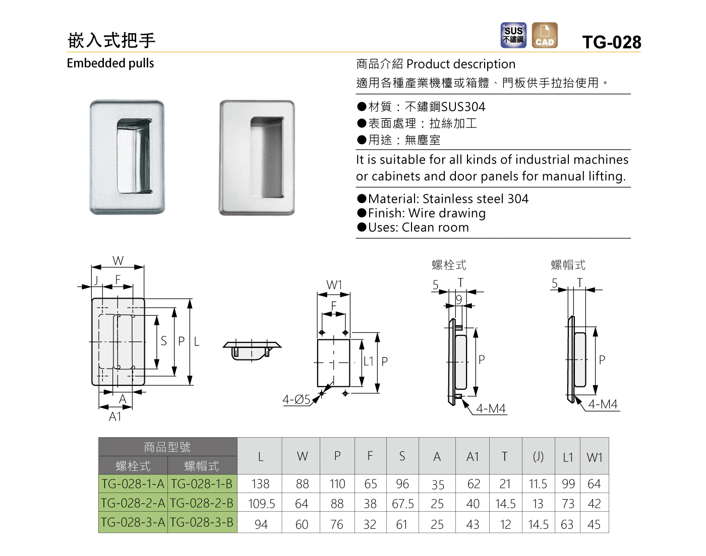 TG-028 嵌入式把手