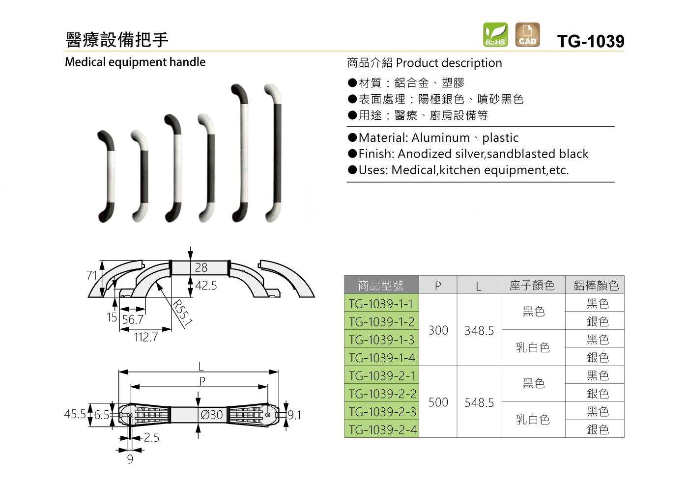 TG-1039 醫療設備把手