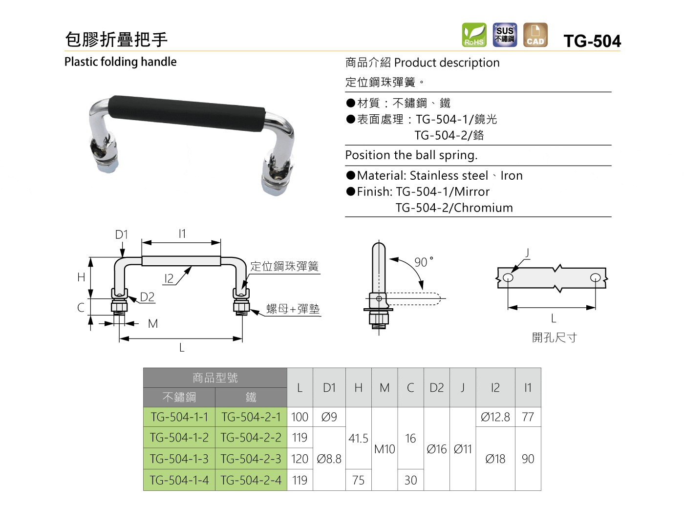 TG-504 包膠折疊把手