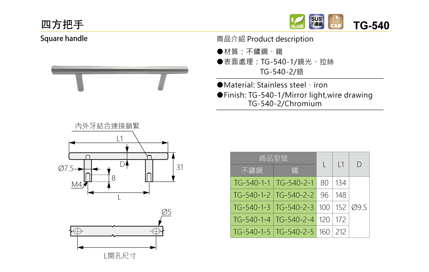 TG-540 四方把手