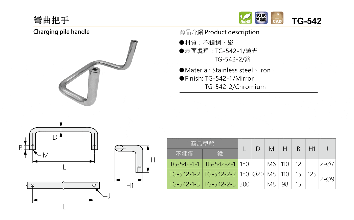 TG-542 彎曲把手