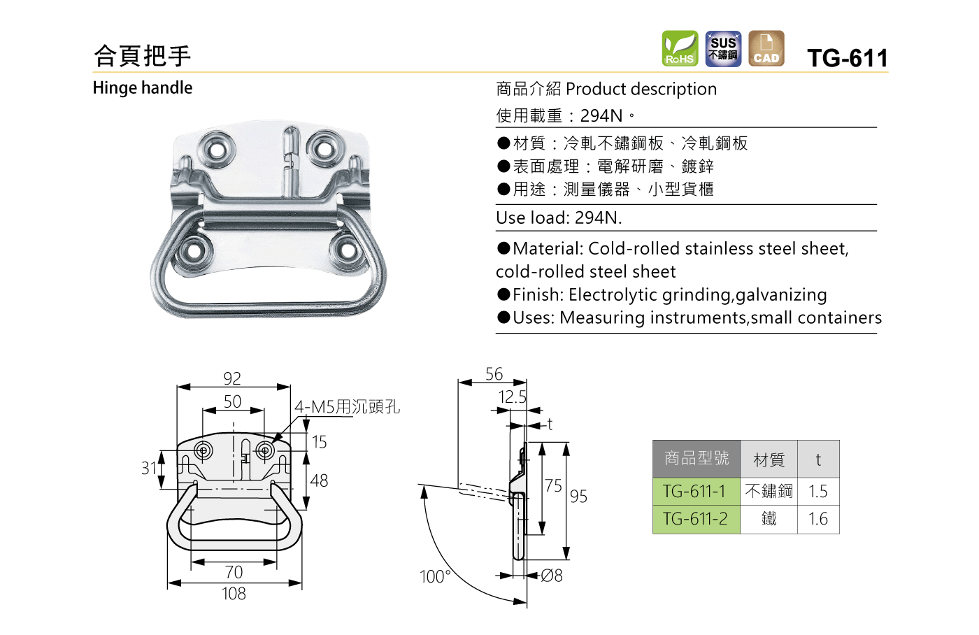 TG-611 合頁把手