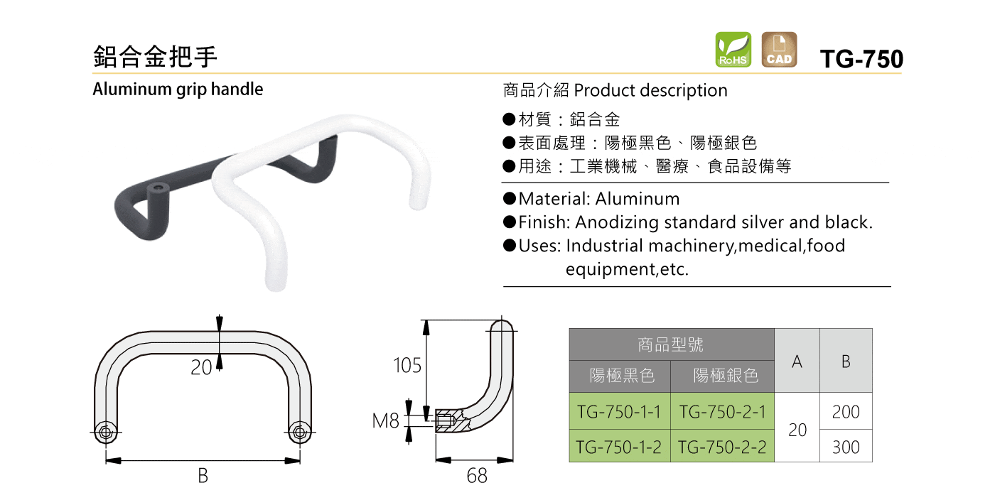 TG-750 鋁合金把手