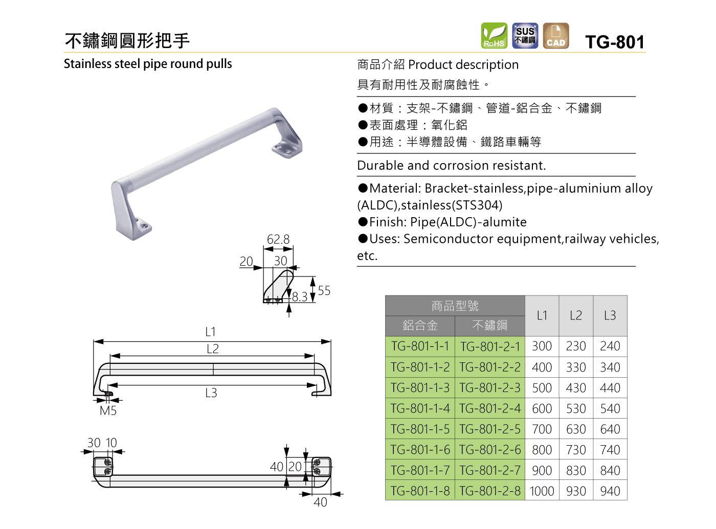 TG-801 不鏽鋼圓形把手