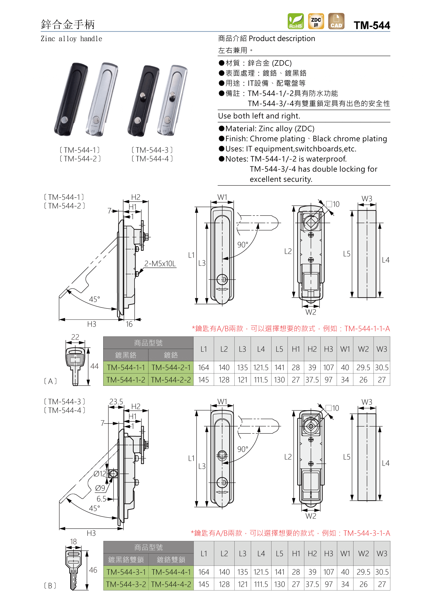 TM-544 鋅合金手柄