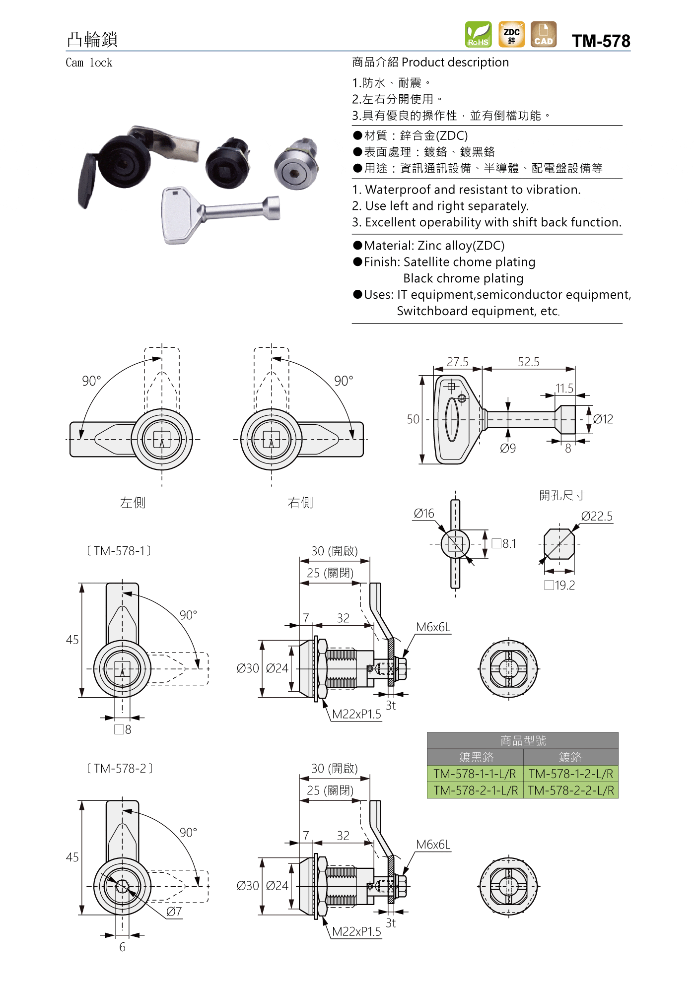 TM-578 凸輪鎖