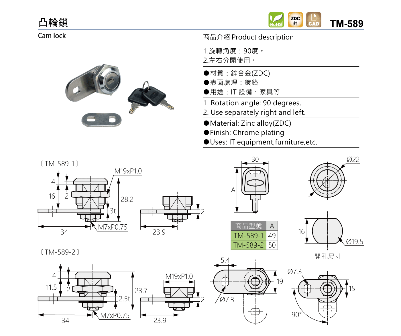 TM-589 凸輪鎖