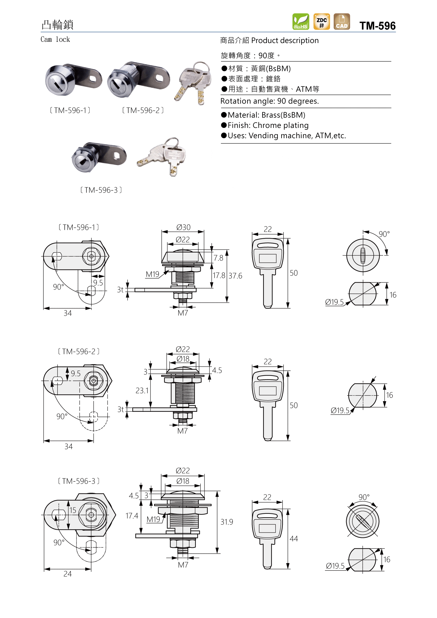 TM-596 凸輪鎖