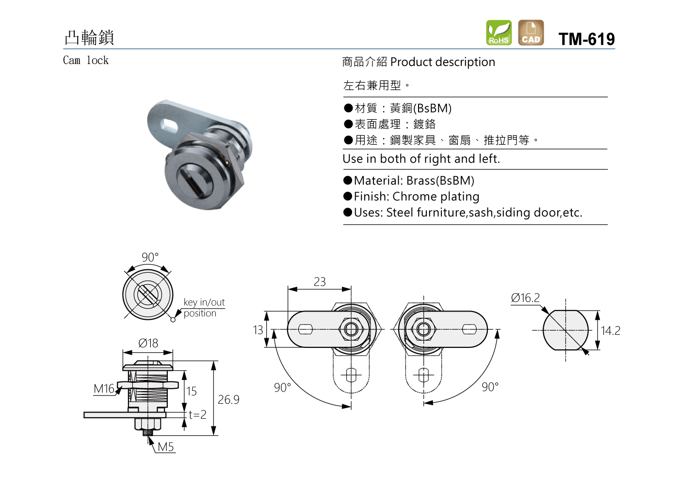 TM-619 凸輪鎖