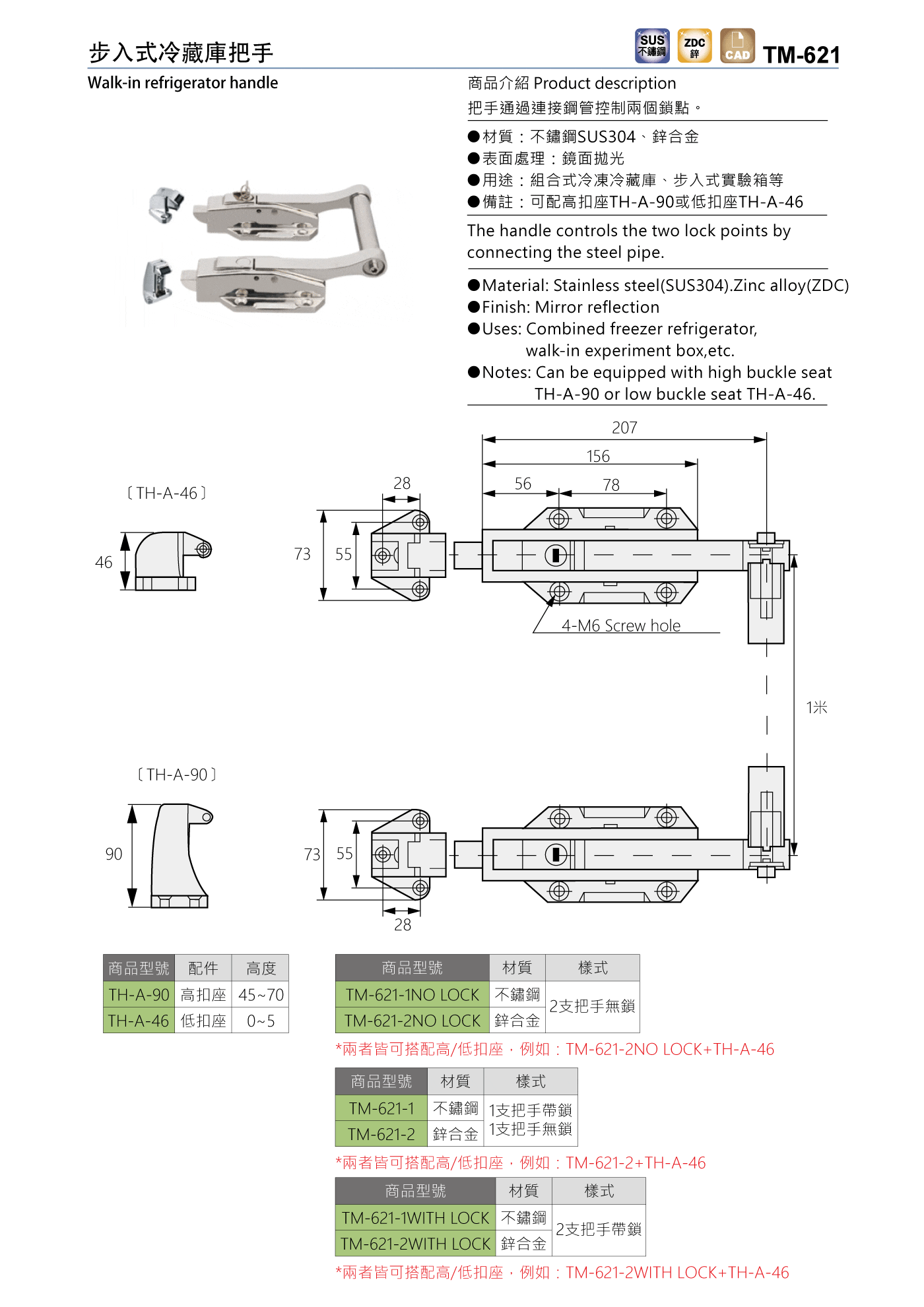 TM-621 步入式冷藏庫把手