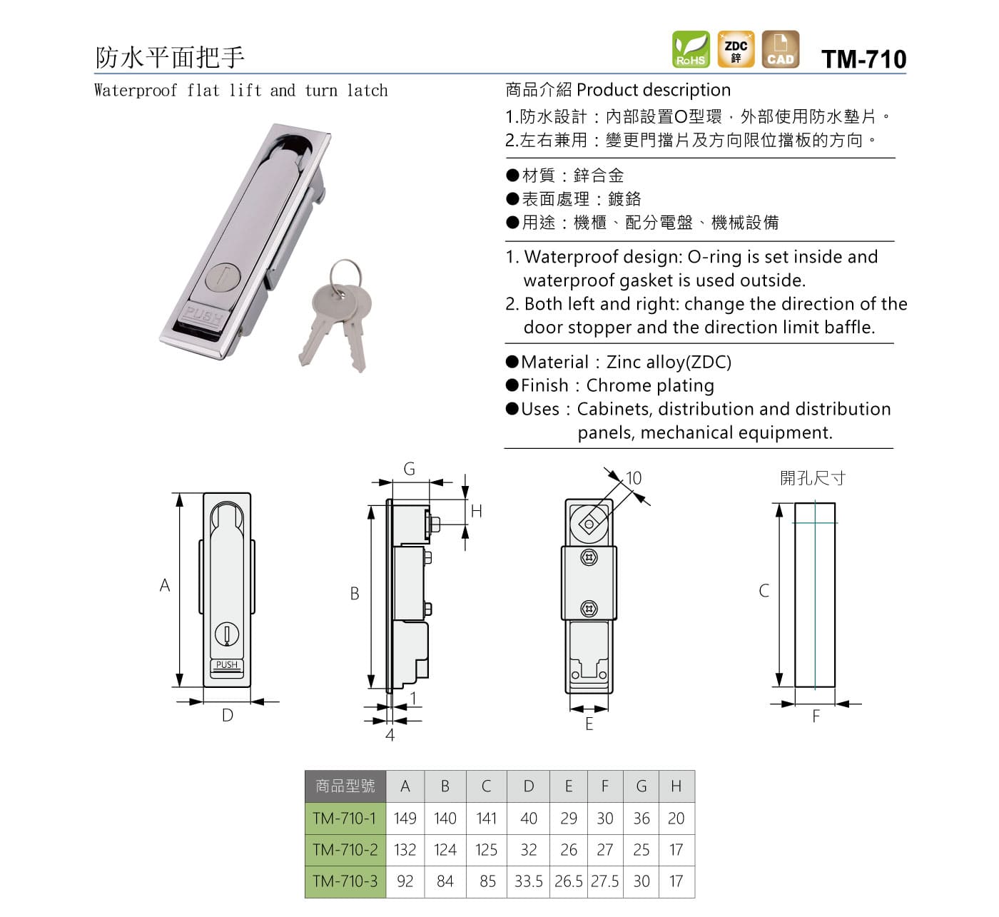 TM-710 防水平面把手